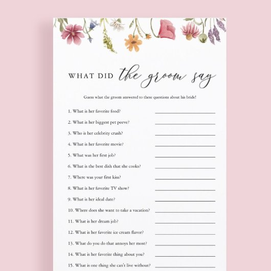 Wildflower Wat zei de bruidegom Bruids spel