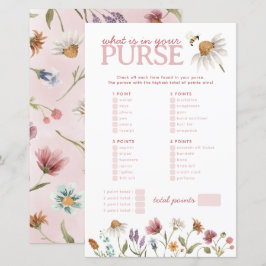 Wildflower Wat zit er in je tas Baby shower spel