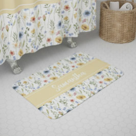 Wildflower Watercolor Boho Colorful Monogram  Badmat