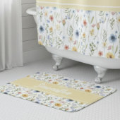 Wildflower Watercolor Boho Colorful Monogram  Badmat