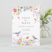 Wildflower Watercolor Botanical Spring Wedding Save The Date (Staand voorkant)