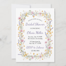 Wildflower Watercolor Bridal Shower Invite Kaart