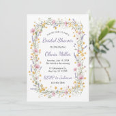 Wildflower Watercolor Bridal Shower Invite Kaart (Staand voorkant)