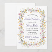 Wildflower Watercolor Bridal Shower Invite Kaart (Voorkant / Achterkant)