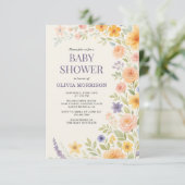 Wildflower Watercolor Floral Baby Shower Kaart (Staand voorkant)
