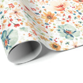 Wildflower Watercolor Floral Boho Fall Botanics Cadeaupapier (Rol Hoek)