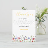 Wildflower Watercolor Wedding Thank You Card | Ele Bedankkaart (Staand voorkant)