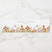 Wildflower Waterfles Etiketten - Bruiloft Bloemen (Enkel label)