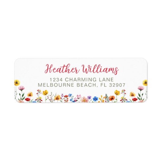 Wildflower Waterverf Baby in Bloom Retouradres Etiket (Voorkant)