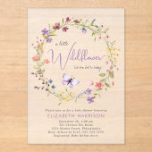 Wildflower Waterverf Baby Meisje Douche Acryl Uitnodigingen (Voorkant)