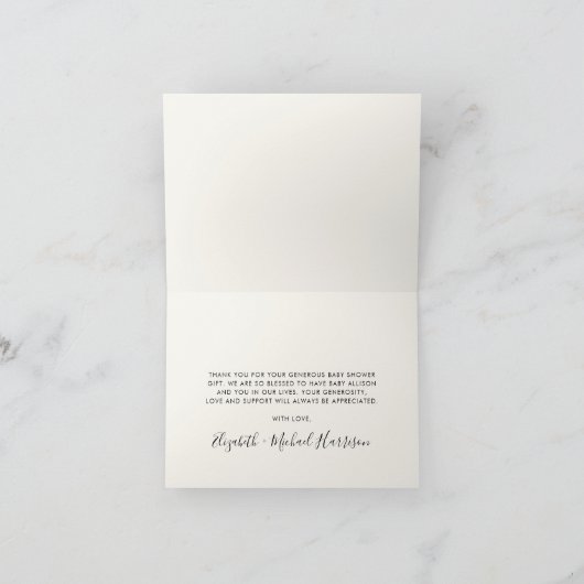 Wildflower Waterverf Baby Meisje Douche Bedankkaart (Binnen)