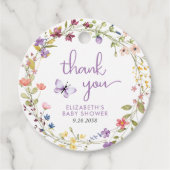 Wildflower Waterverf Baby Meisje Douche Dank je Bedankjes Labels (Voorkant)