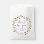 Wildflower Waterverf Baby Meisje Douche Dank je Bedankzakje (Voorkant)