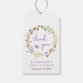 Wildflower Waterverf Baby Meisje Douche Dank je Cadeaulabel (Voorkant)