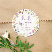 Wildflower Waterverf Baby Meisje Douche Dank je Ronde Sticker