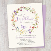 Wildflower Waterverf Baby Meisje Douche Invitation