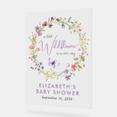Wildflower Waterverf Baby Meisje Douche Welkom Acryl Bord (Hoek)