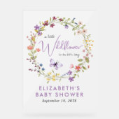 Wildflower Waterverf Baby Meisje Douche Welkom Acryl Bord (Voorkant)