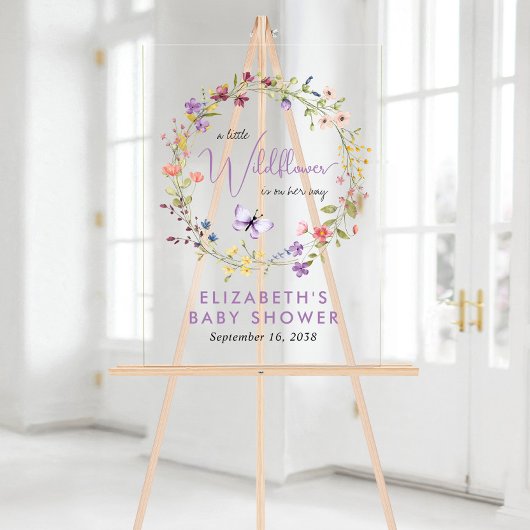 Wildflower Waterverf Baby Meisje Douche Welkom Acryl Bord