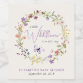 Wildflower Waterverf Baby Meisje Douche Wijn Etiket (Enkel label)