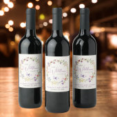 Wildflower Waterverf Baby Meisje Douche Wijn Etiket