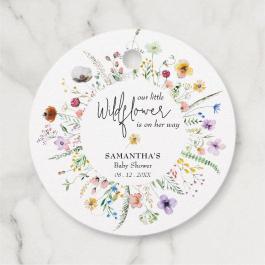 Wildflower Waterverf Baby shower Dank u Bedankjes Labels (Achterkant)