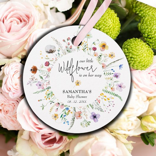 Wildflower Waterverf Baby shower Dank u Bedankjes Labels