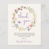 Wildflower Waterverf Baby shower dank u kaart (Voorkant)