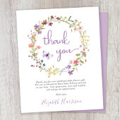Wildflower Waterverf Baby shower dank u kaart