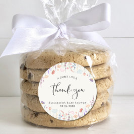 Wildflower Waterverf Baby shower Dank u Ronde Sticker