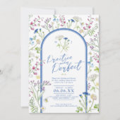 Wildflower waterverf blauw bruiloft repetitie kaart (Voorkant)