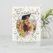 Wildflower Waterverf Bloemen Foto Afstuderen Kaart (Staand voorkant)