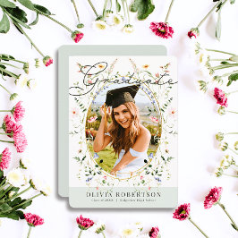 Wildflower Waterverf Bloemen Foto Afstuderen Kaart