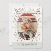 Wildflower Waterverf Bloemen Meisje Foto Afstudere Kaart (Voorkant)