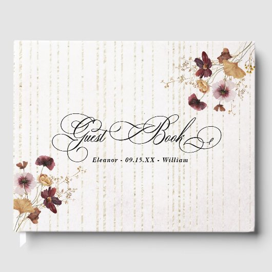 Wildflower Waterverf Bloemenkalligrafie Bruiloft Gastenboek (Voorkant)
