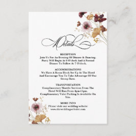 Wildflower Waterverf Bloemenkalligrafie Bruiloft Informatiekaartje