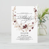 Wildflower Waterverf Bloemenkalligrafie Bruiloft Kaart (Staand voorkant)