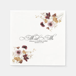 Wildflower Waterverf Bloemenkalligrafie Bruiloft Servet