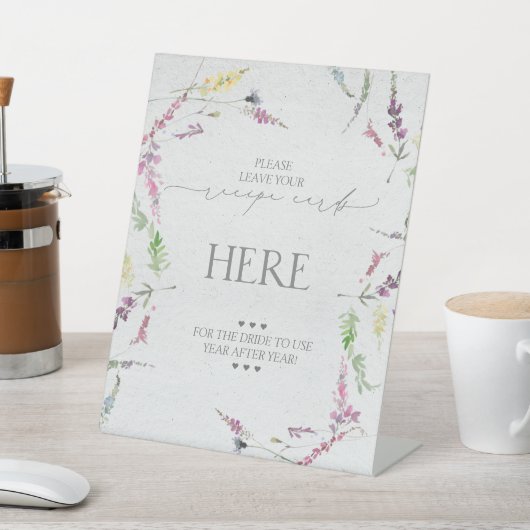 Wildflower Waterverf bloemenrecept Kaarten hier Reclamebord Met Voetstuk (Insitu)