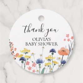 Wildflower waterverf bloemig baby shower dank u bedankjes labels