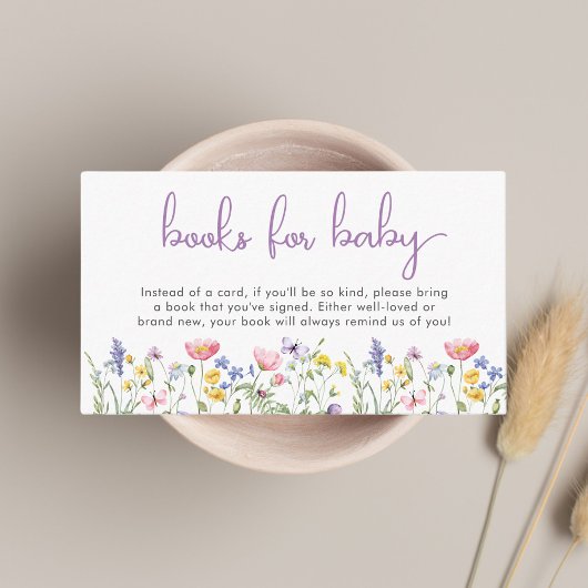 Wildflower Waterverf boeken voor Baby Girl Shower Informatiekaartje