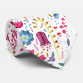 Wildflower Waterverf Botanische Bloemen Stropdas (Opgerold)