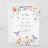 Wildflower Waterverf botanische lente bruiloft Kaart (Voorkant)