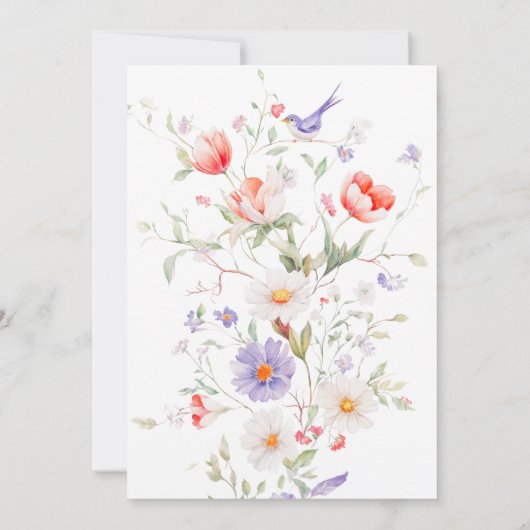 Wildflower Waterverf botanische lente bruiloft Kaart (Achterkant)