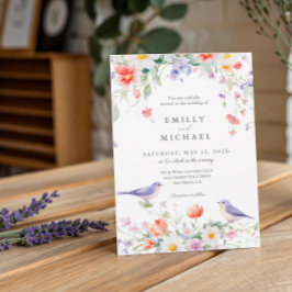 Wildflower Waterverf botanische lente bruiloft Kaart