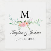 Wildflower Waterverf Bruiloft Wijn Label Etiket (Enkel label)