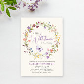 Wildflower Waterverf Cream Baby Meisje Douche Kaart