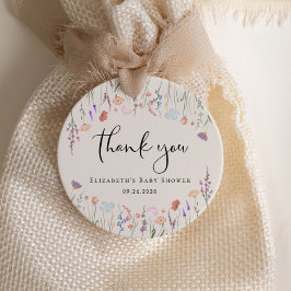 Wildflower Waterverf Cream Baby shower Dank u Bedankjes Labels
