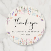 Wildflower Waterverf Cream Baby shower Dank u Bedankjes Labels (Voorkant)
