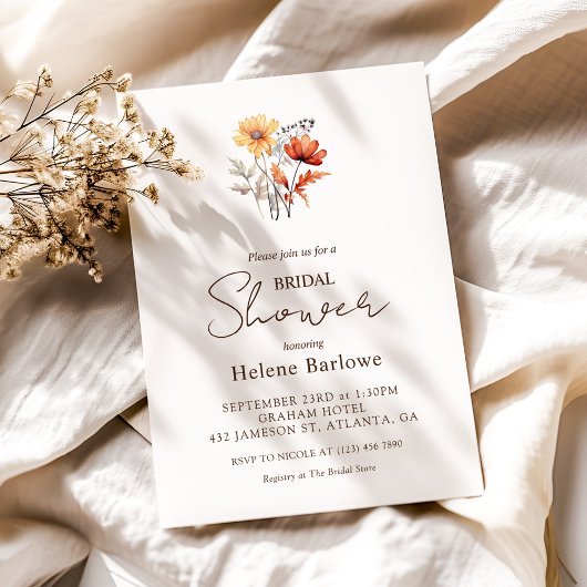 Wildflower Waterverf Elegant Herfst Vrijgezellenfe Kaart